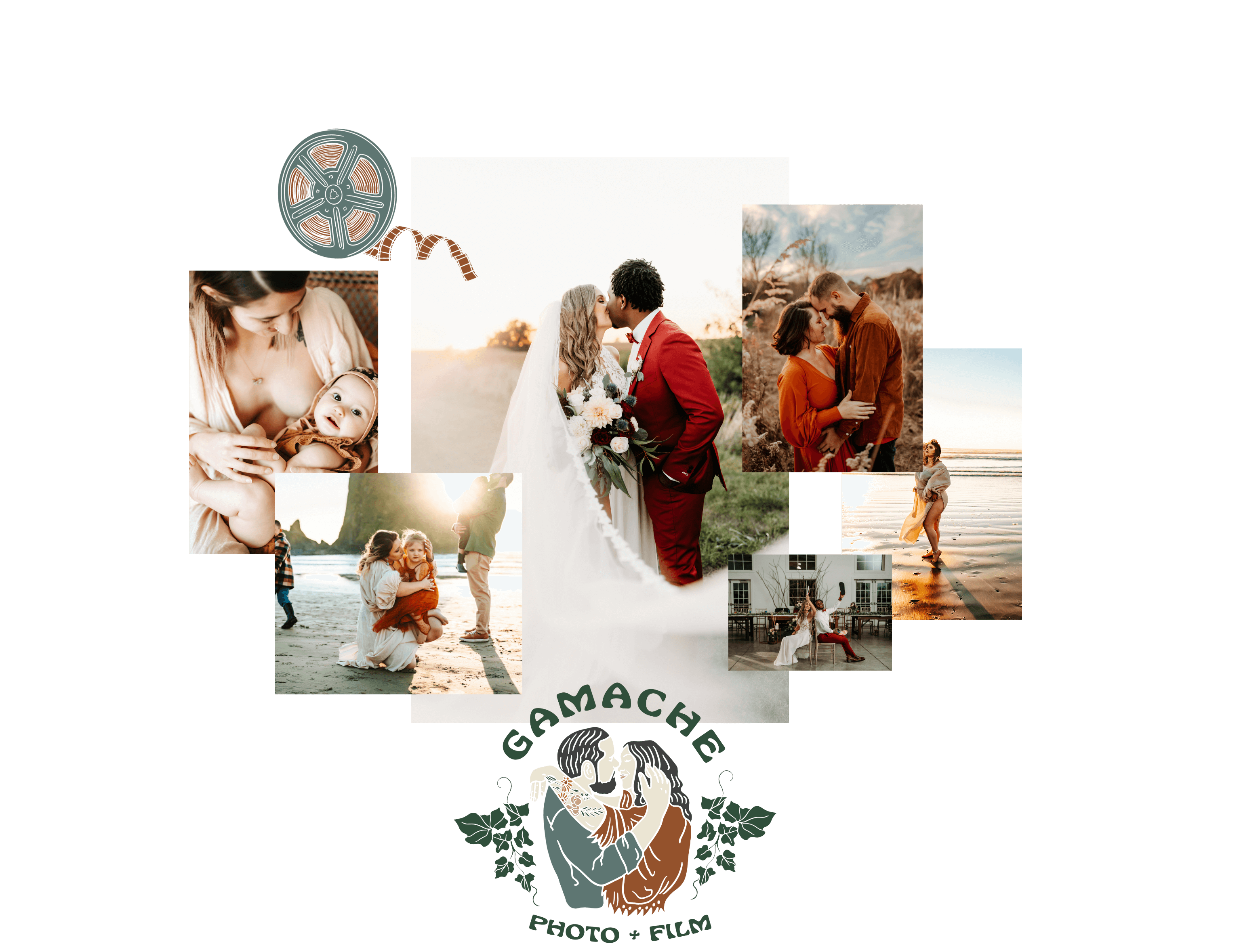 A photography web design for Gamache Photo and Film inspired by nature and whimsy. Design by House of W, a brand and web designer for photographers and creatives. 