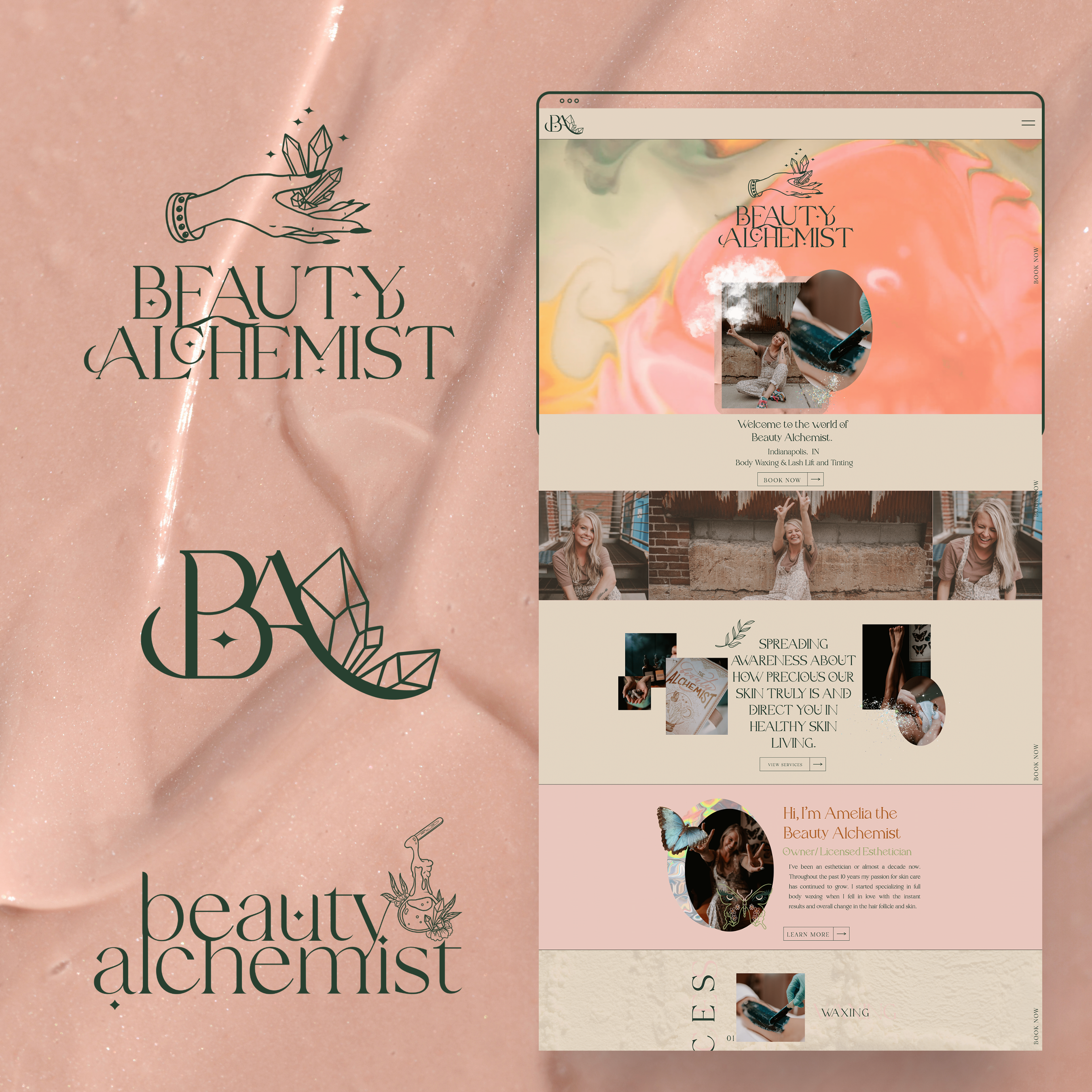 Logo and website design for a mystical esthetician brand and web design by House of W, a brand and web designer for photographers and creatives.
