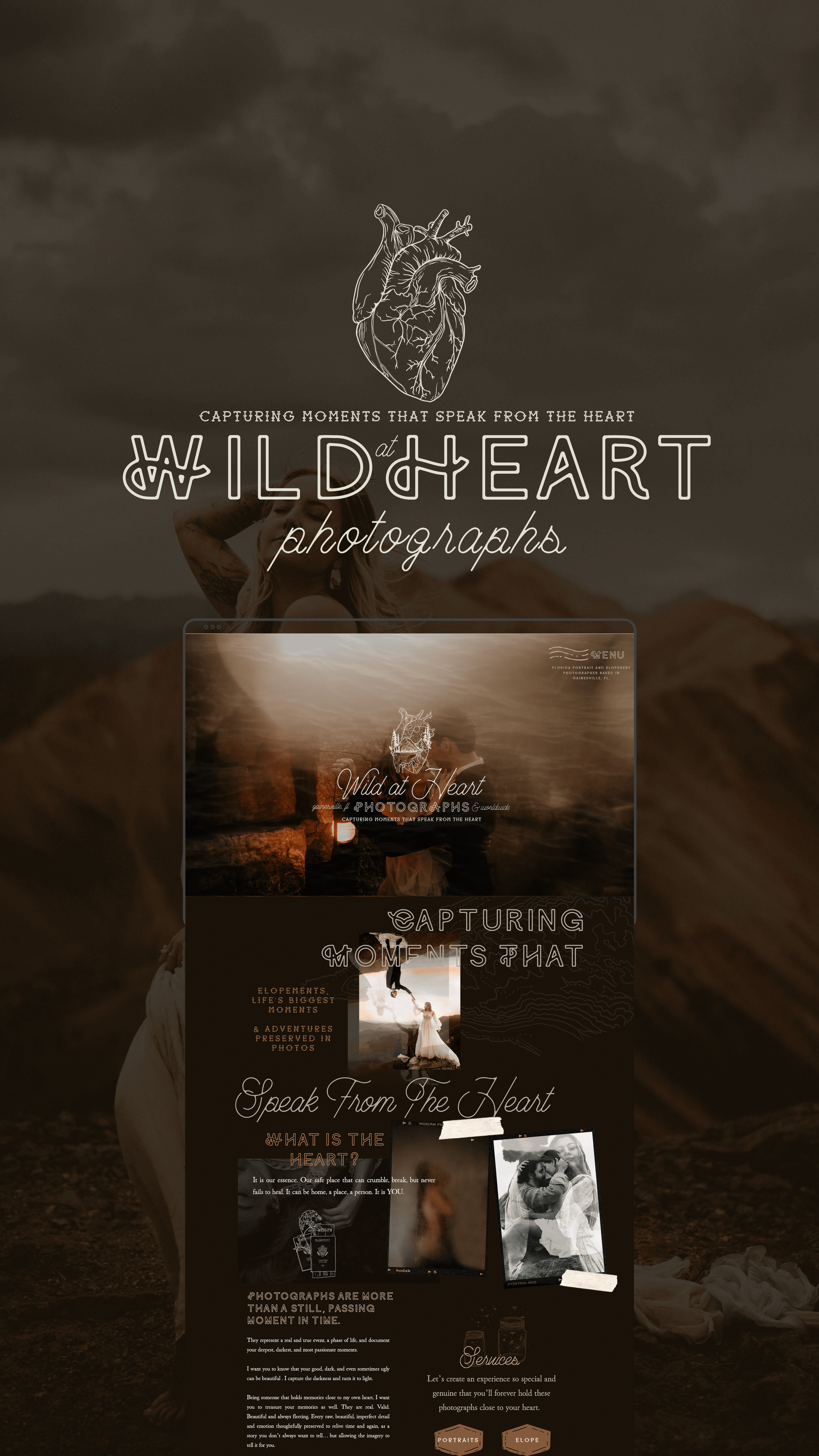 Moody Photography Web Design for elopement photographer