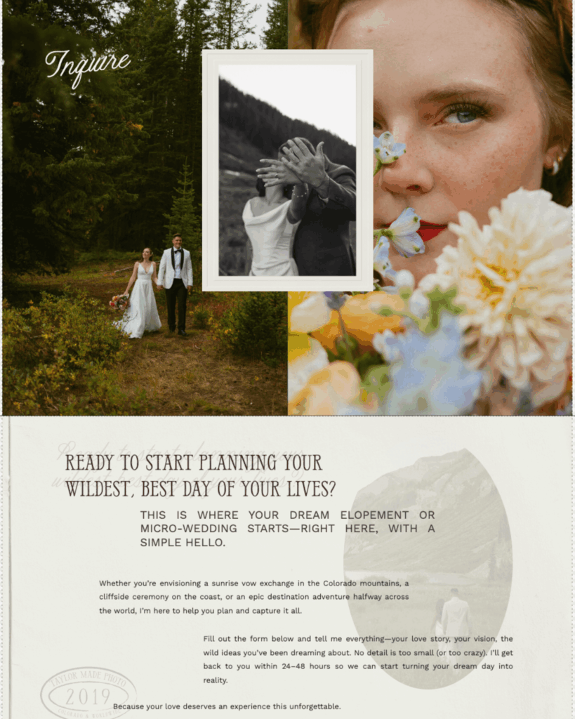 Elopement Photographer Website Design